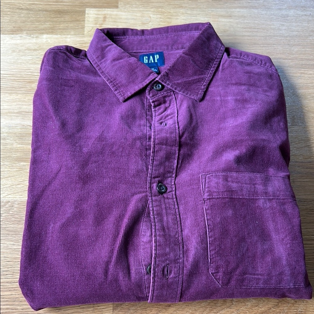 GAP Purple Casual Button Down Shirt Corduroy
